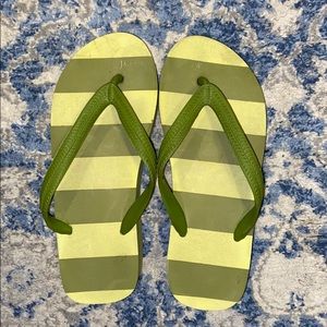 Green J.Crew platform flip flops